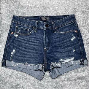 Abercrombie & Fitch NWOT Harper Low Rise Jean Shorts 00/24 Ripped Cuffed Pockets